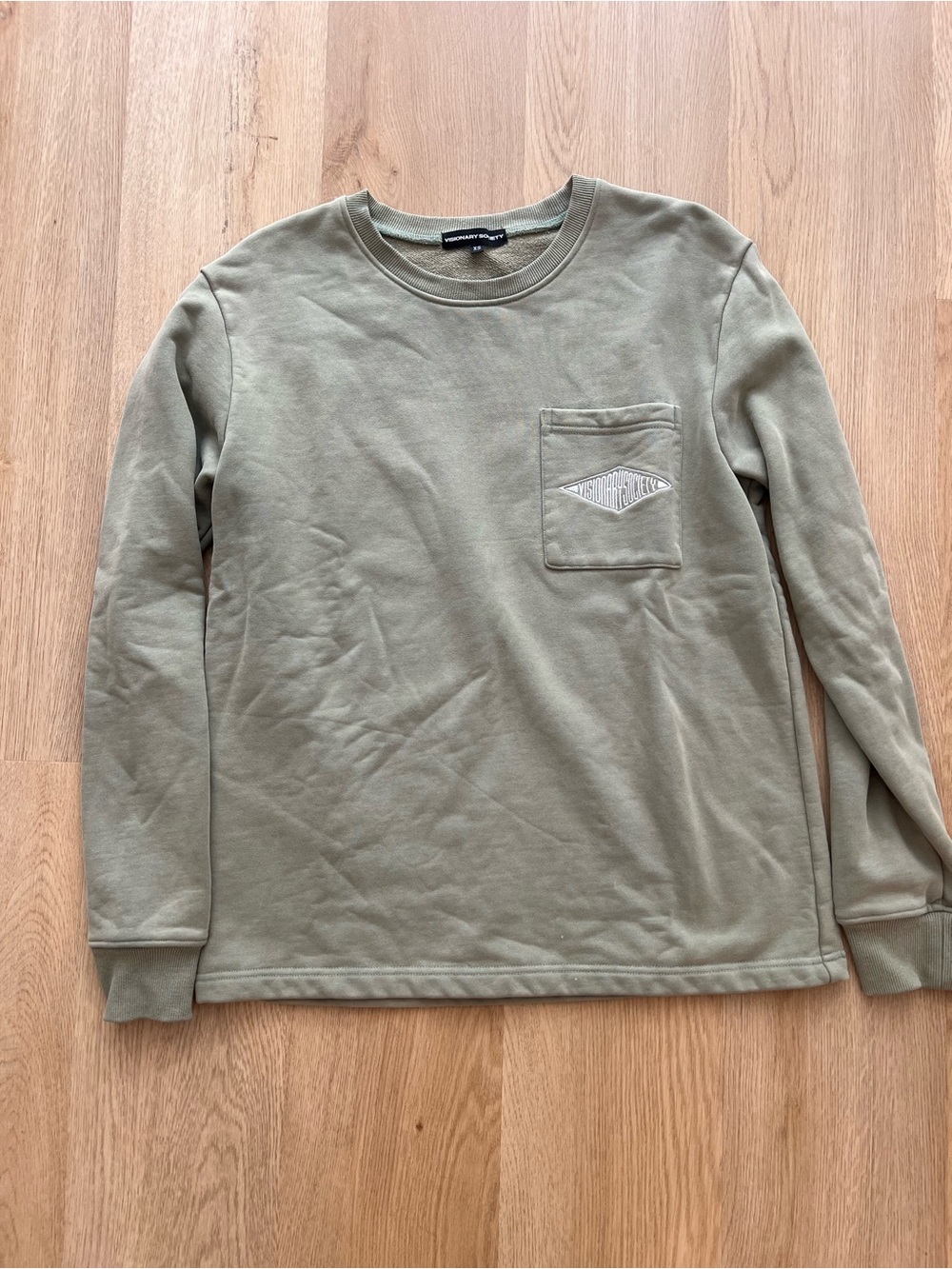 Men's Olive Long-Sleeve Pocket Tee with Subtle Logo